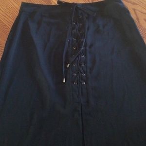 Black lace up pencil skirt